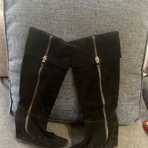 Dior Black Over the Knee Boots with Zipper